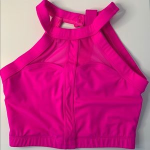 Pink High-Neck Sports Bra